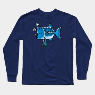 Sleepy Blue Fish Long Sleeve T-Shirt